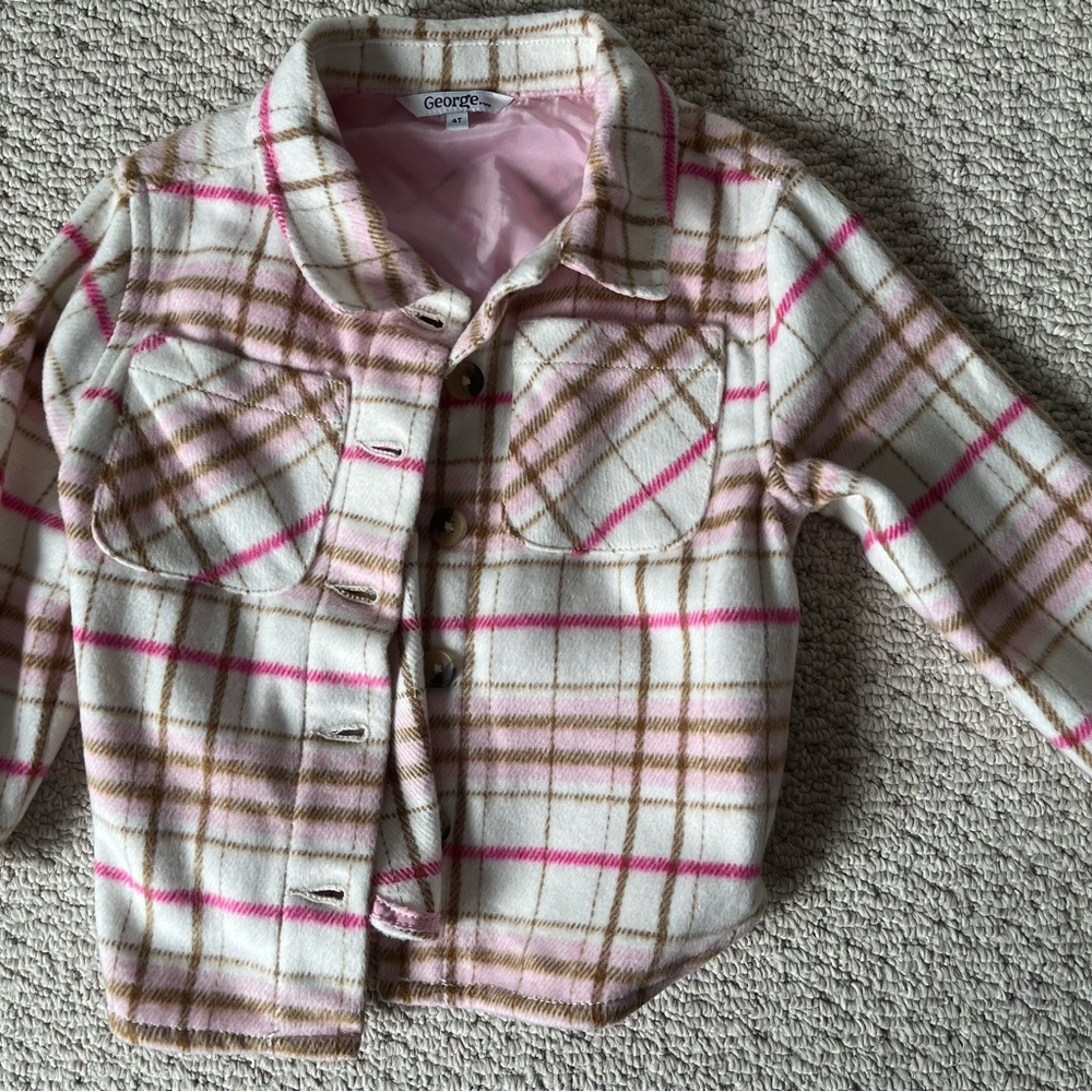 George Pink and Brown Plaid Jacket 4T